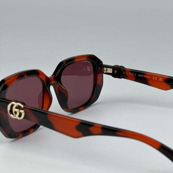 Gucci GG1535S 005 BRAND NEW Sunglasses Orange Havana Violet Women Geometric - Picture 9 of 11